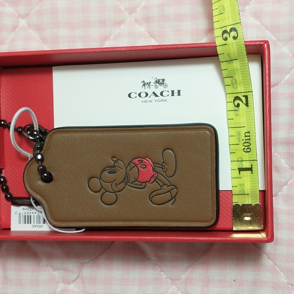 Disney x Coach Brown Mickey Mouse Hang Tag Keychain / Bag Charm - Picture 3 of 4